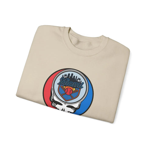 Grateful Dead - Miami Marlins Grateful Dead Stealie Crewneck Sweatshirt - MLB - StealieShop